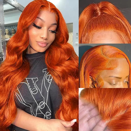 30 Inch #350 Ginger Orange Lace Front Wigs Human Hair Body Wave 13x4 Ginger HD Lace Frontal Wig Wear and Go Glueless Ginger Wigs Human Hair Pre Plucked with Baby Hair Colored Wigs For Black Women