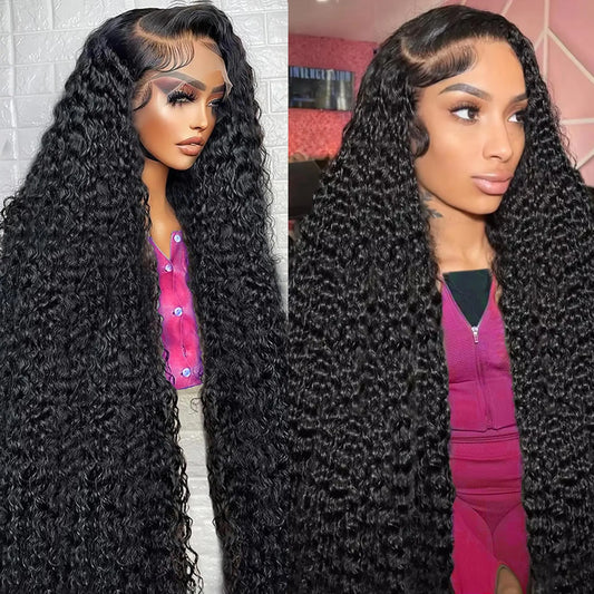 LAPIALA HD Lace Front Wigs Human Hair 180% Density 13x4 Deep Wave Lace Front Wigs Human Hair 28 Inch Glueless Deep Curly Lace Frontal Wigs for Women Pre Plucked Wet and Wave Wigs Human Hair