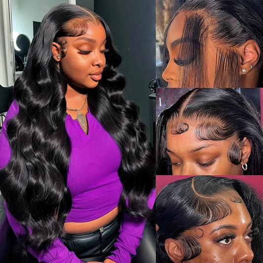 13x6 Lace Front Wigs Human Hair 220 Density HD Lace Front Wigs Human Hair Wigs for Black Women Body Wave Lace Front Wigs Human Hair Pre Plucked 32 Inch Long Black Wig Human Hair HD Lace Frontal Wig